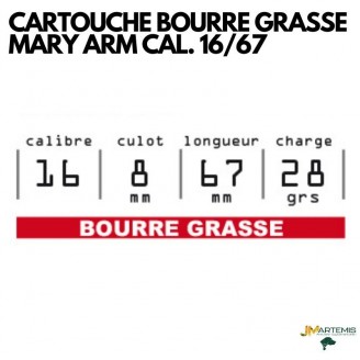 CARTOUCHE BOURRE GRASSE MARY ARM CAL.16/67