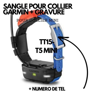 SANGLE DE RECHANGE COLLIER GARMIN TT15 T5 MINI AVEC GRAVURE