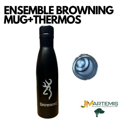 CADEAUX COFFRET CHASSE : ENSEMBLE THERMOS AVEC MUG BROWNING