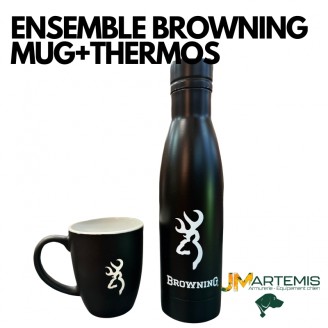 CADEAUX COFFRET CHASSE : ENSEMBLE THERMOS AVEC MUG BROWNING