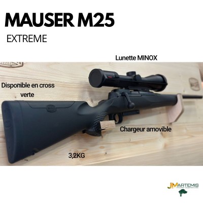 Nouvelle Carabine linéaire MAUSER M25 EXTREME AVEC LUNETTE MINOX RS4 2.5-10x50